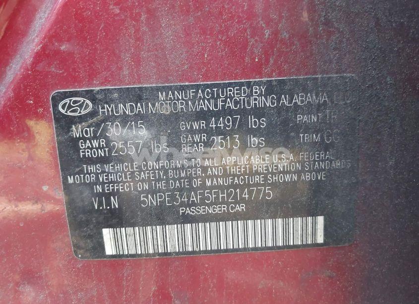 Photo 9 of 2015 Hyundai Sonata SPORT (VIN 5NPE34AF5FH214775)