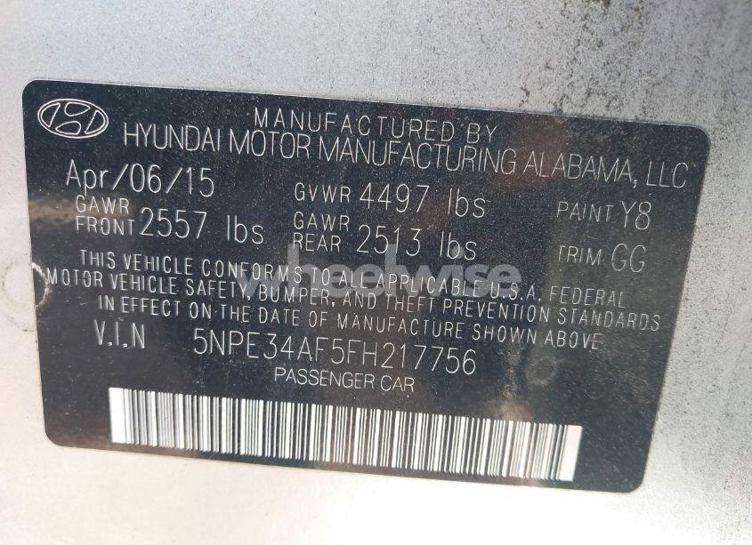 Photo 9 of 2015 Hyundai Sonata SPORT (VIN 5NPE34AF5FH217756)