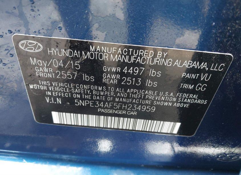 Photo 9 of 2015 Hyundai Sonata LIMITED (VIN 5NPE34AF5FH234959)