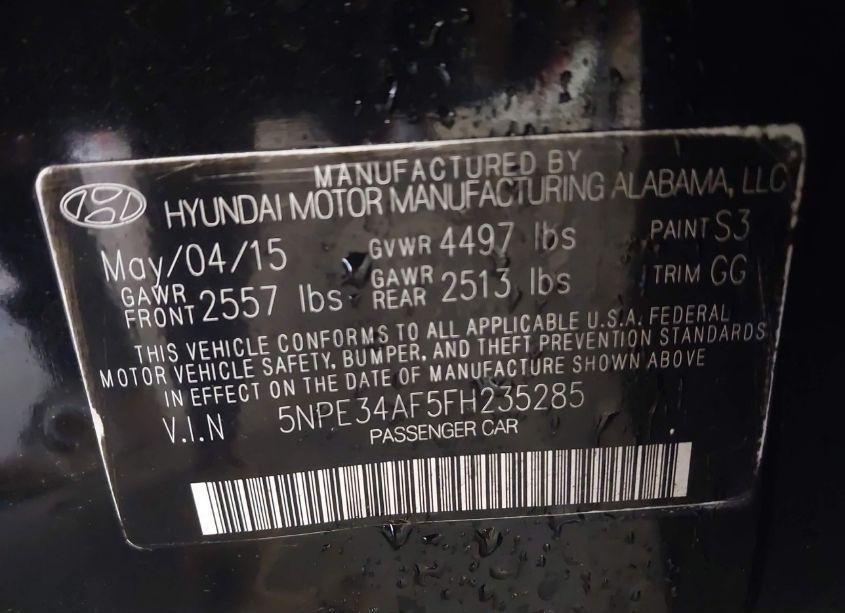 Photo 9 of 2015 Hyundai Sonata LIMITED (VIN 5NPE34AF5FH235285)