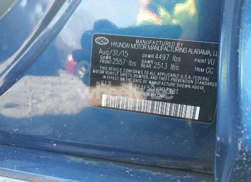 Photo 9 of 2016 Hyundai Sonata SPORT (VIN 5NPE34AF5GH297481)