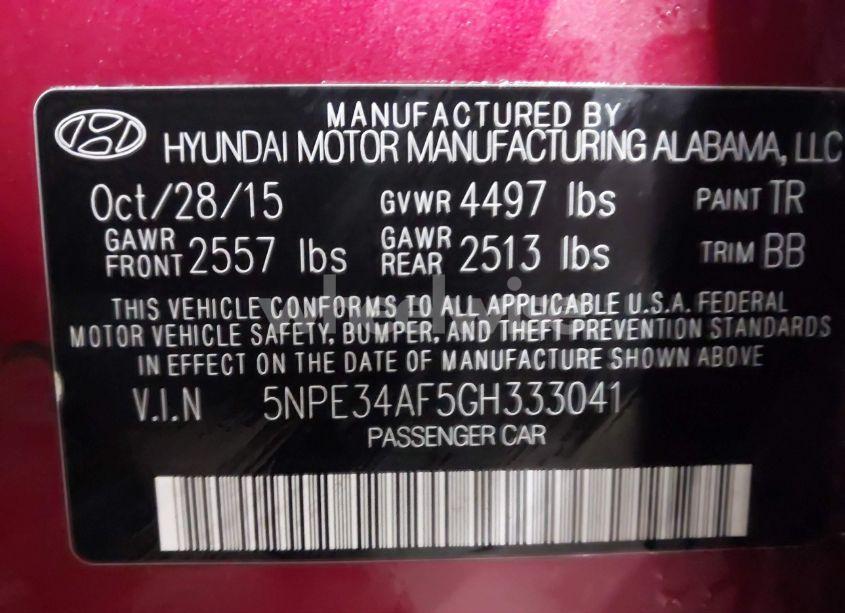 Photo 9 of 2016 Hyundai Sonata SPORT (VIN 5NPE34AF5GH333041)