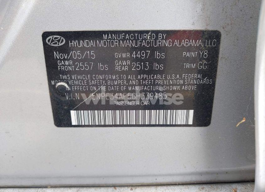 Photo 9 of 2016 Hyundai Sonata SPORT (VIN 5NPE34AF5GH339485)