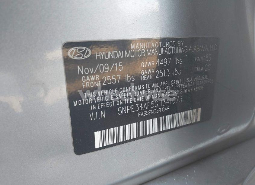 Photo 9 of 2016 Hyundai Sonata SPORT (VIN 5NPE34AF5GH341673)
