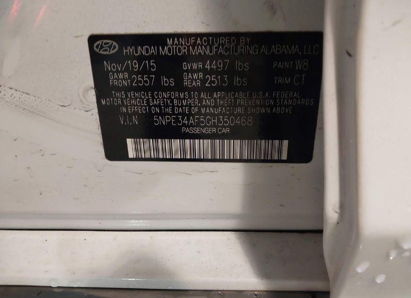 Photo 9 of 2016 Hyundai Sonata SPORT (VIN 5NPE34AF5GH350468)