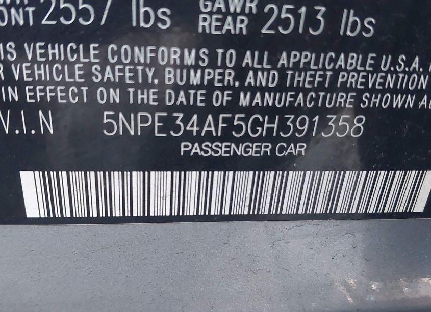 Photo 9 of 2016 Hyundai Sonata SPORT (VIN 5NPE34AF5GH391358)