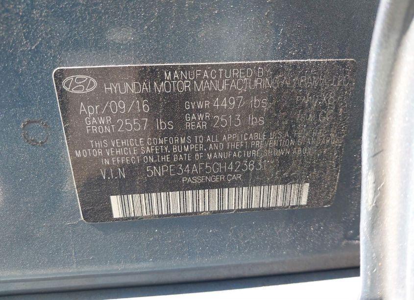 Photo 9 of 2016 Hyundai Sonata SPORT (VIN 5NPE34AF5GH423631)