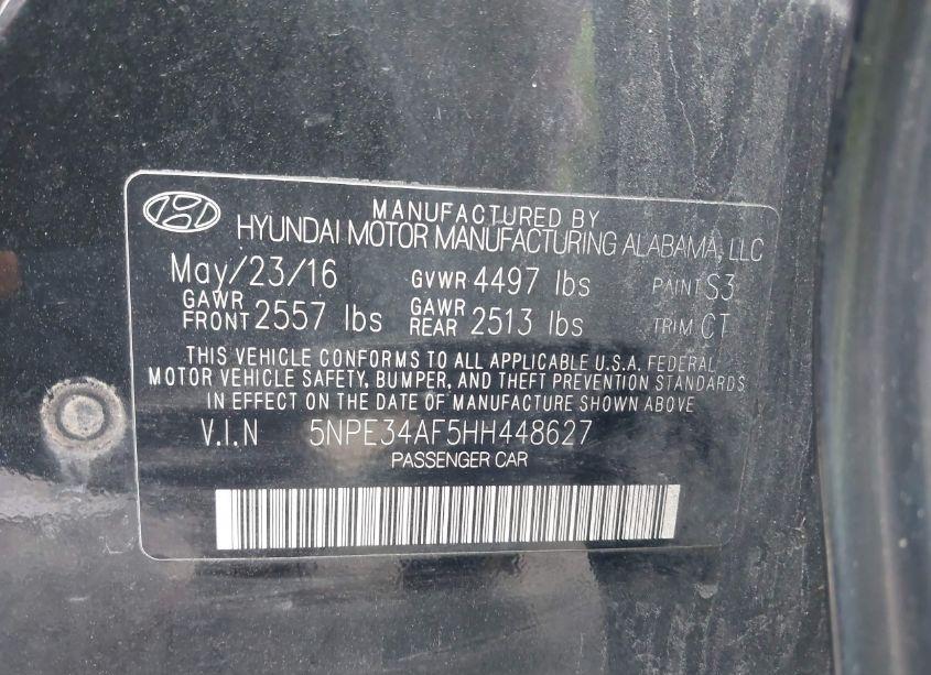 Photo 9 of 2017 Hyundai Sonata SPORT (VIN 5NPE34AF5HH448627)