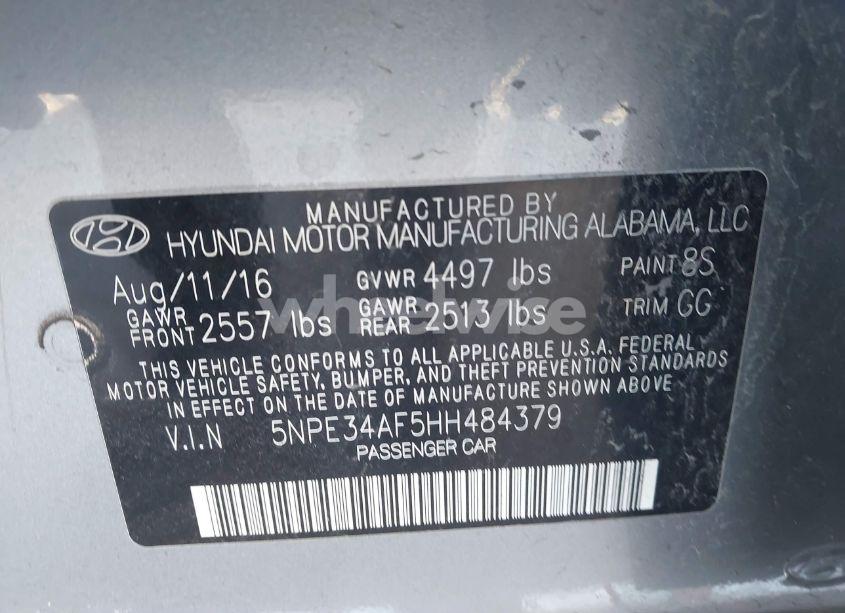 Photo 9 of 2017 Hyundai Sonata SPORT (VIN 5NPE34AF5HH484379)