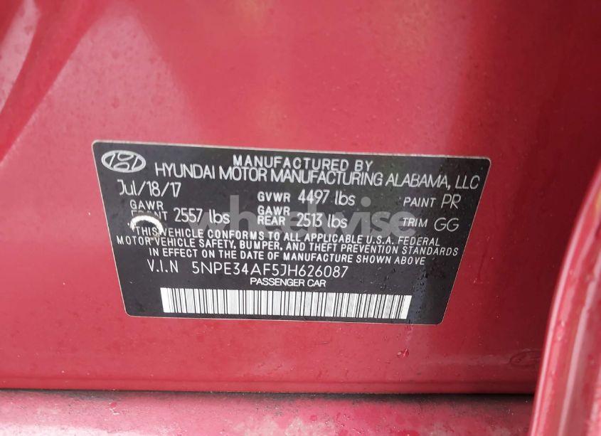 Photo 9 of 2018 Hyundai Sonata SEL (VIN 5NPE34AF5JH626087)