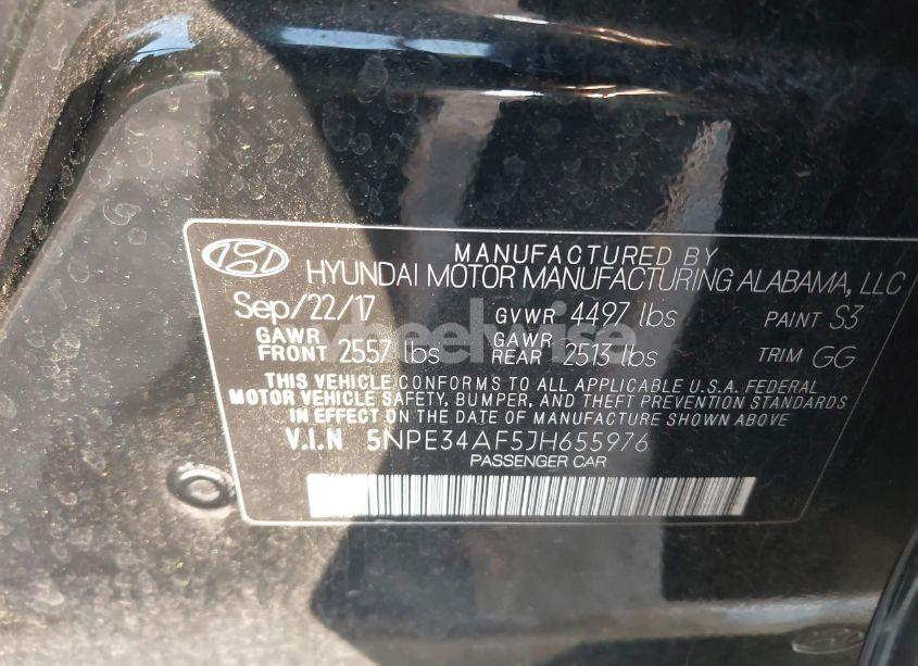 Photo 9 of 2018 Hyundai Sonata SEL (VIN 5NPE34AF5JH655976)