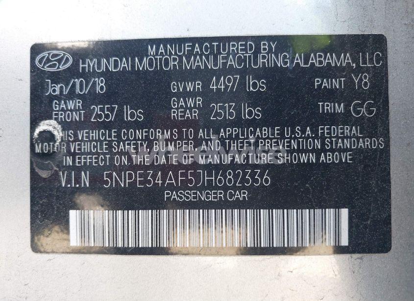 Photo 9 of 2018 Hyundai Sonata LIMITED (VIN 5NPE34AF5JH682336)