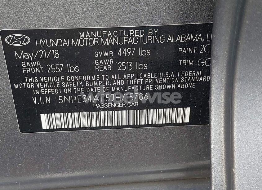 Photo 9 of 2018 Hyundai Sonata LIMITED (VIN 5NPE34AF5JH715786)