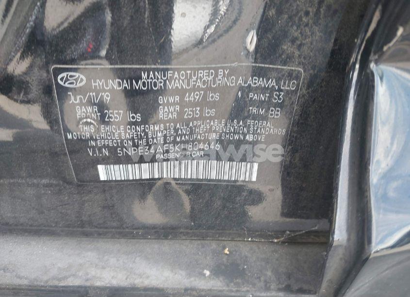 Photo 9 of 2019 Hyundai Sonata SEL (VIN 5NPE34AF5KH804646)