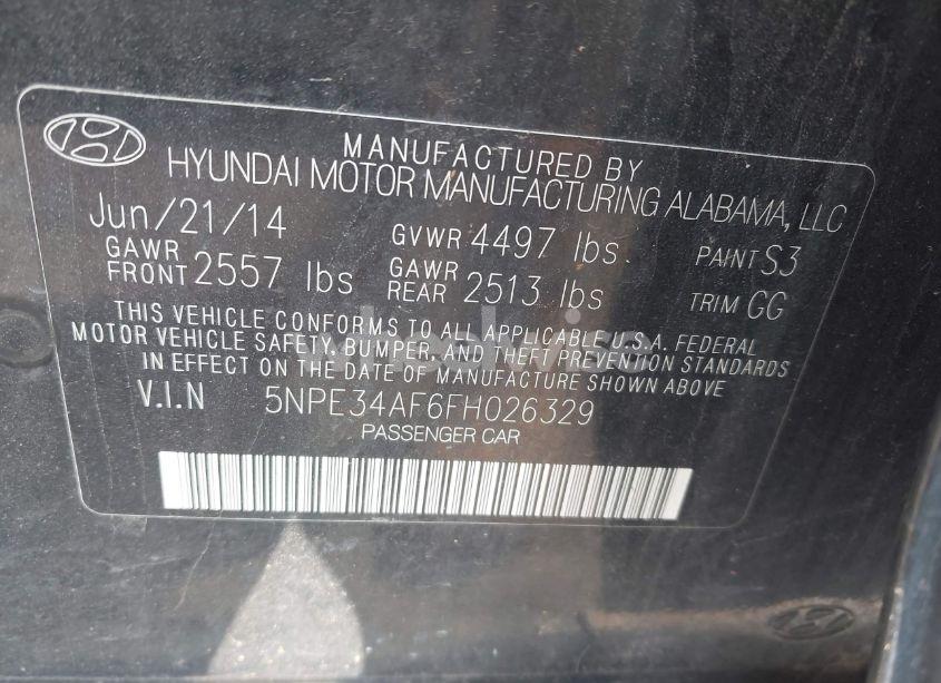 Photo 9 of 2015 Hyundai Sonata LIMITED (VIN 5NPE34AF6FH026329)