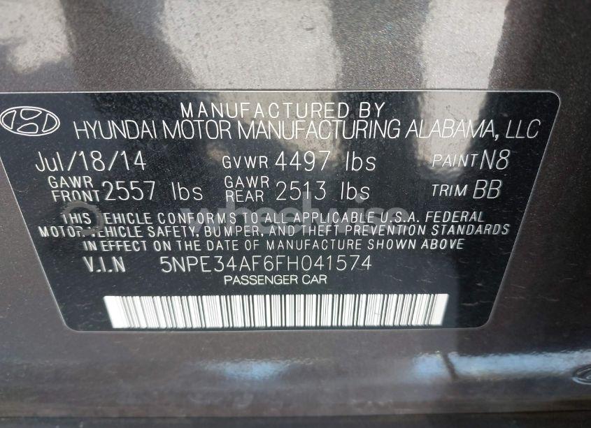 Photo 9 of 2015 Hyundai Sonata SPORT/LIMITED (VIN 5NPE34AF6FH041574)