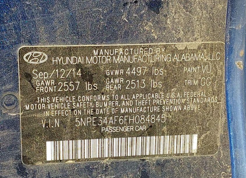 Photo 9 of 2015 Hyundai Sonata SPORT (VIN 5NPE34AF6FH084845)