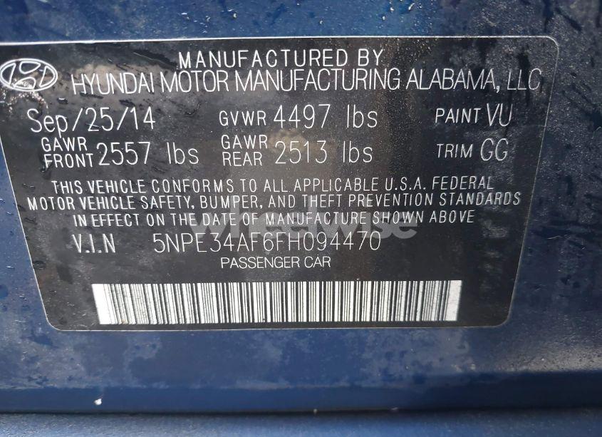 Photo 9 of 2015 Hyundai Sonata SPORT (VIN 5NPE34AF6FH094470)