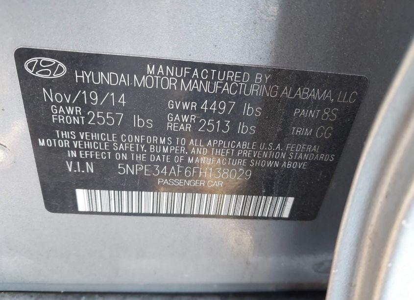 Photo 9 of 2015 Hyundai Sonata SPORT (VIN 5NPE34AF6FH138029)