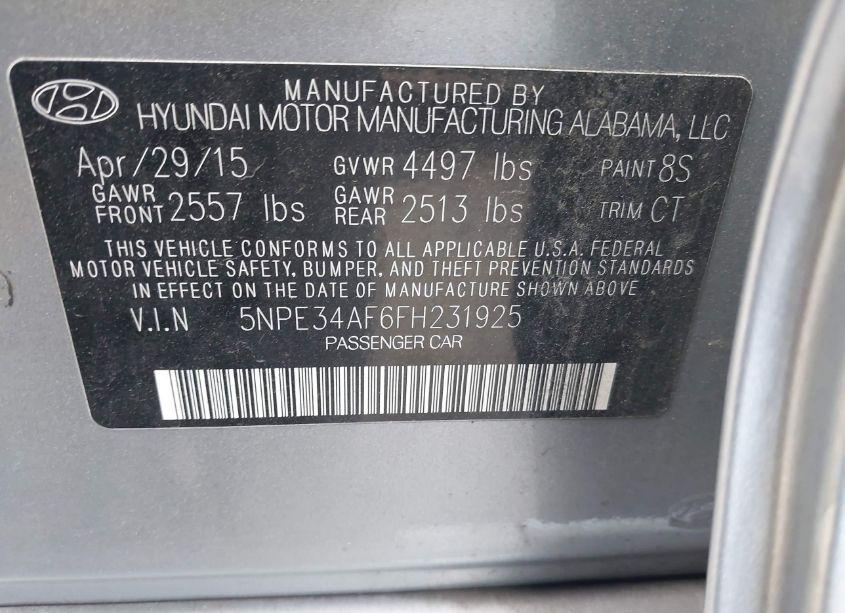 Photo 9 of 2015 Hyundai Sonata LIMITED (VIN 5NPE34AF6FH231925)