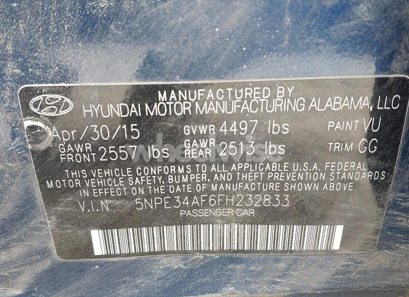 Photo 9 of 2015 Hyundai Sonata LIMITED (VIN 5NPE34AF6FH232833)