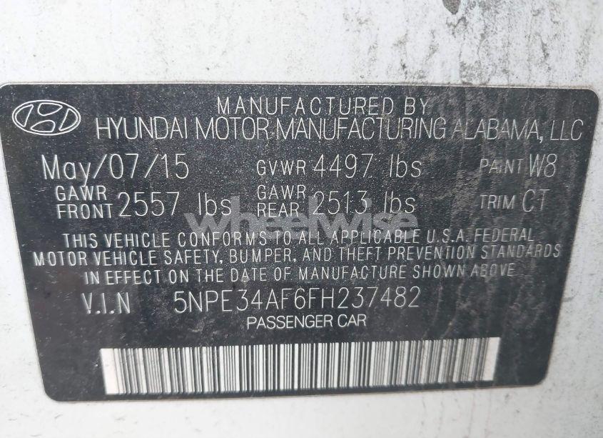 Photo 9 of 2015 Hyundai Sonata SPORT (VIN 5NPE34AF6FH237482)