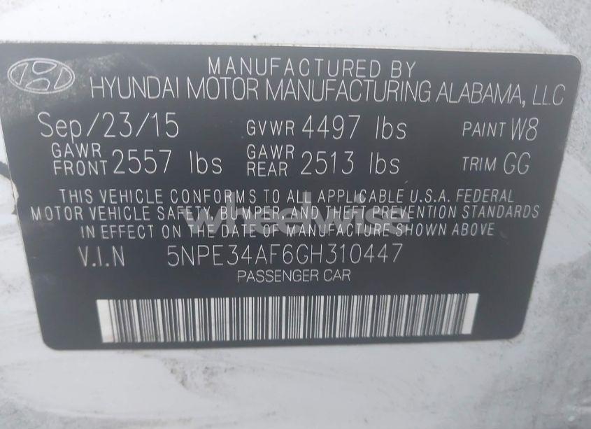 Photo 9 of 2016 Hyundai Sonata SPORT (VIN 5NPE34AF6GH310447)