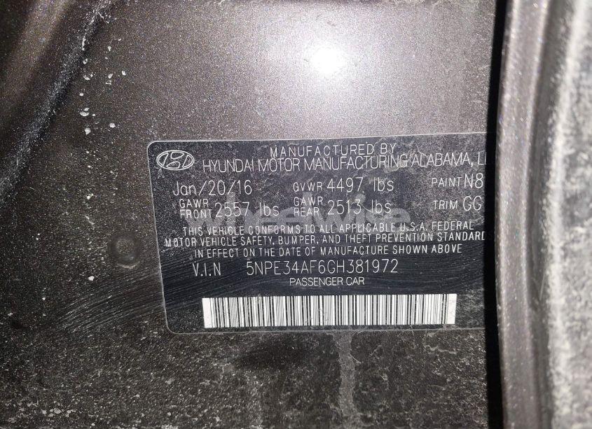 Photo 9 of 2016 Hyundai Sonata SPORT (VIN 5NPE34AF6GH381972)