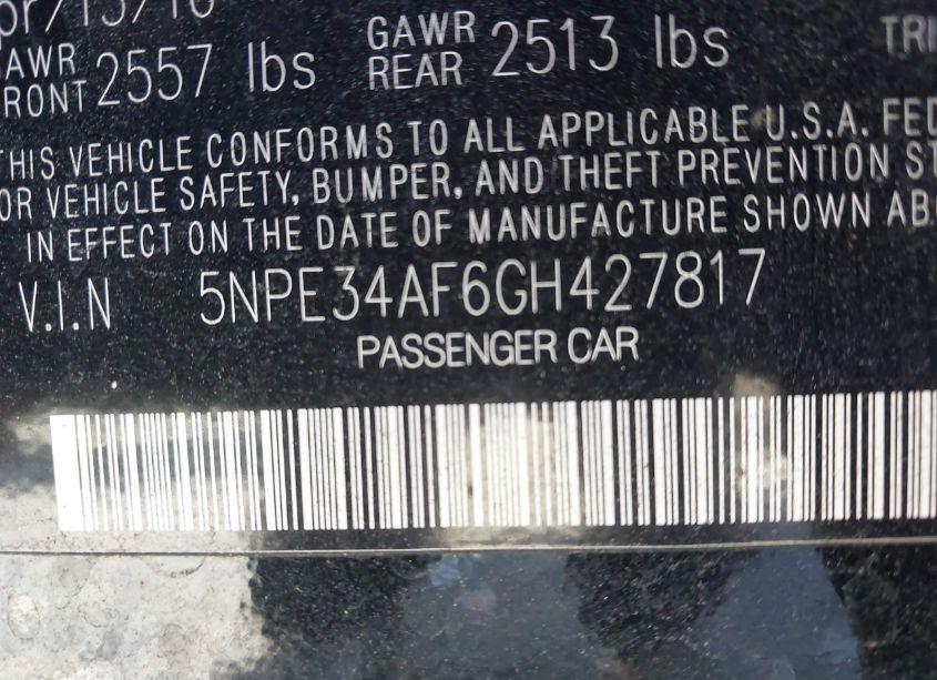 Photo 9 of 2016 Hyundai Sonata SPORT (VIN 5NPE34AF6GH427817)