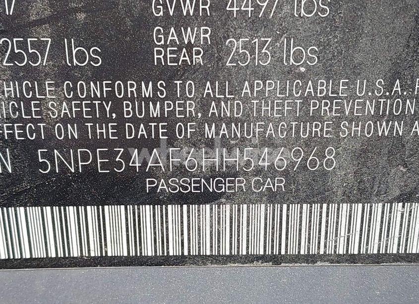 Photo 9 of 2017 Hyundai Sonata SPORT (VIN 5NPE34AF6HH546968)