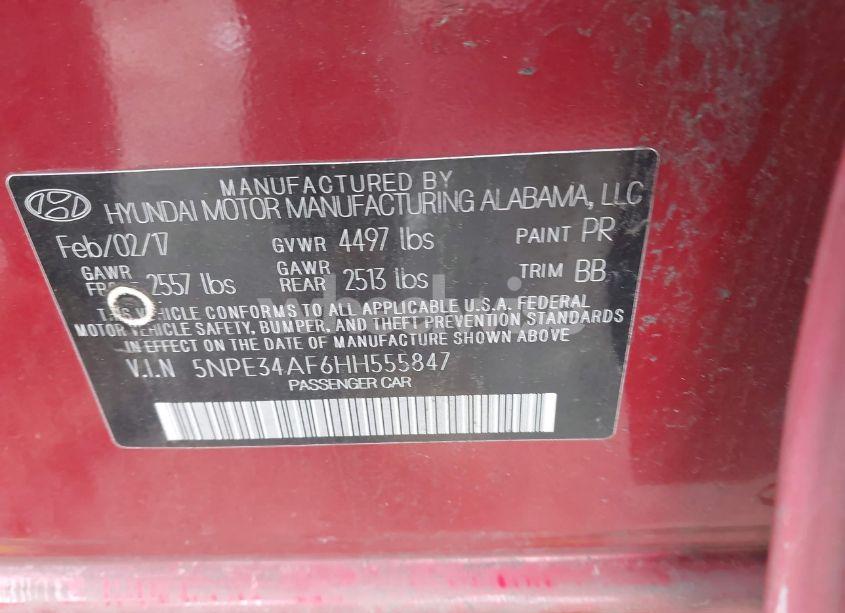 Photo 9 of 2017 Hyundai Sonata SPORT (VIN 5NPE34AF6HH555847)