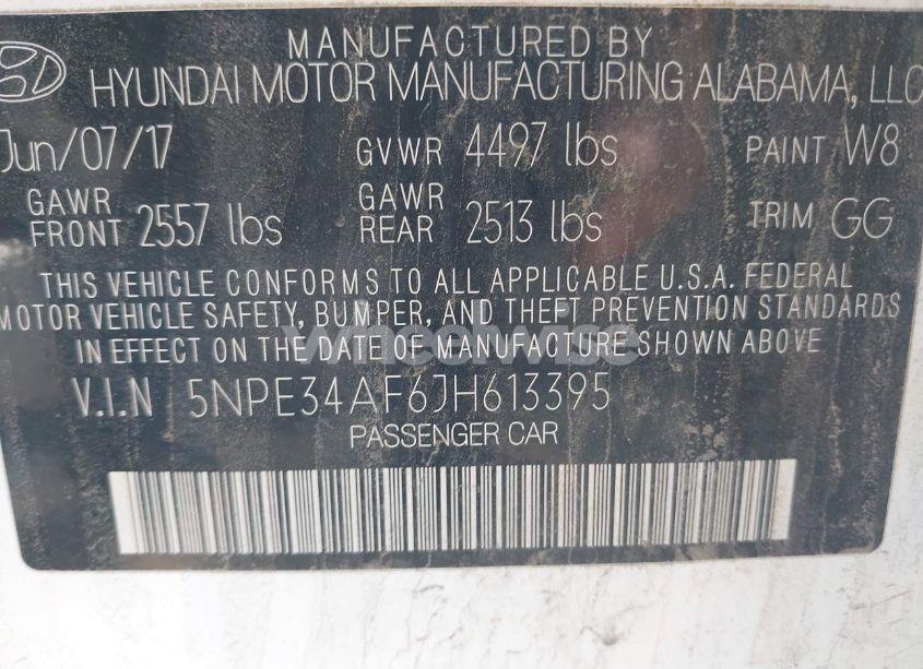 Photo 9 of 2018 Hyundai Sonata SEL (VIN 5NPE34AF6JH613395)