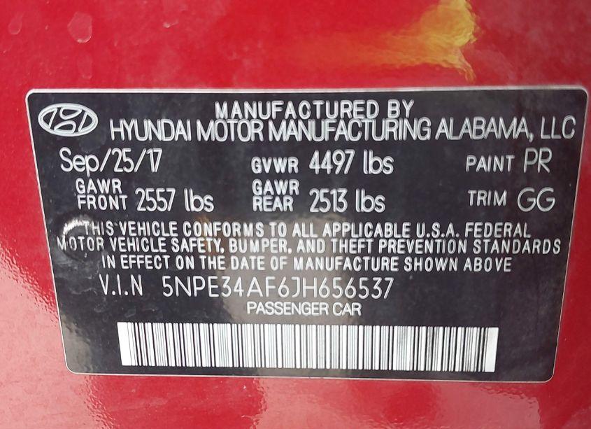 Photo 9 of 2018 Hyundai Sonata SEL (VIN 5NPE34AF6JH656537)