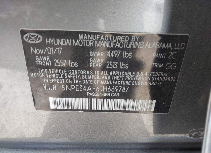 Photo 9 of 2018 Hyundai Sonata SEL (VIN 5NPE34AF6JH669787)