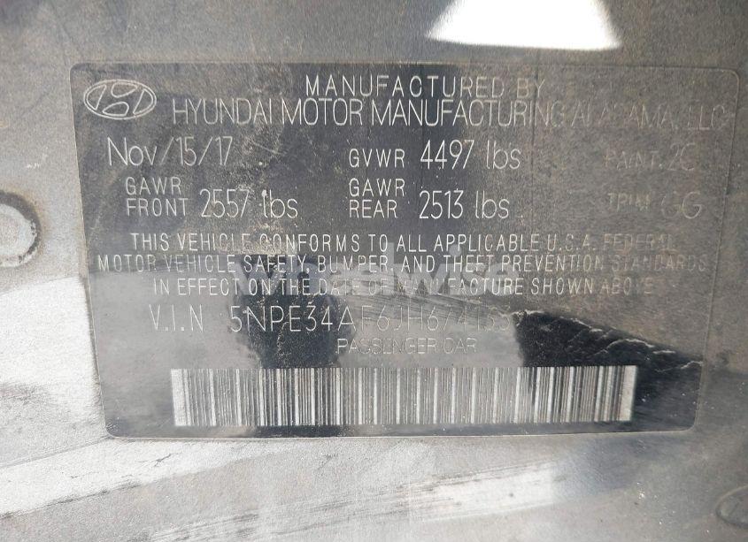 Photo 9 of 2018 Hyundai Sonata SEL (VIN 5NPE34AF6JH674133)