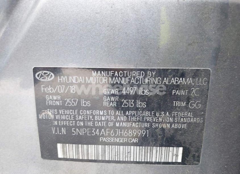 Photo 9 of 2018 Hyundai Sonata SEL (VIN 5NPE34AF6JH689991)