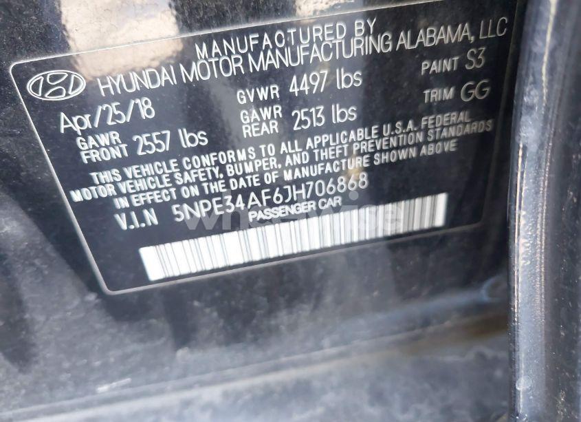 Photo 9 of 2018 Hyundai Sonata LIMITED (VIN 5NPE34AF6JH706868)