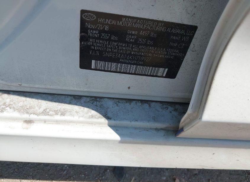 Photo 9 of 2019 Hyundai Sonata SEL (VIN 5NPE34AF6KH759927)