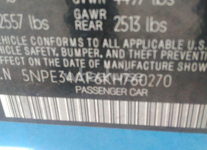 Photo 9 of 2019 Hyundai Sonata SEL (VIN 5NPE34AF6KH760270)