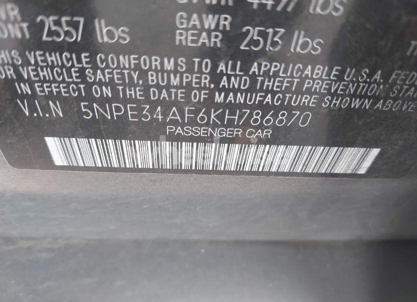 Photo 9 of 2019 Hyundai Sonata SEL (VIN 5NPE34AF6KH786870)