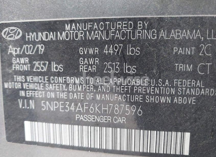 Photo 9 of 2019 Hyundai Sonata SEL (VIN 5NPE34AF6KH787596)