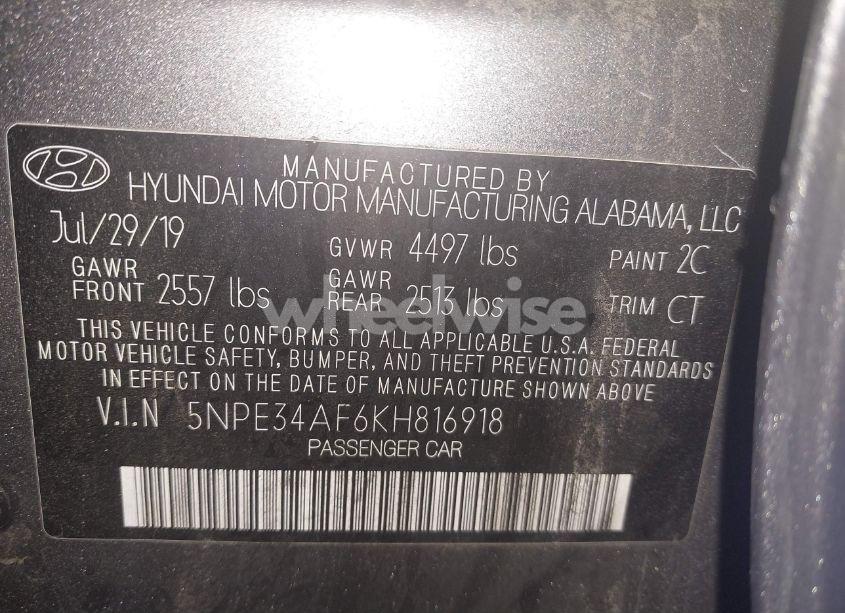 Photo 9 of 2019 Hyundai Sonata SPORT (VIN 5NPE34AF6KH816918)