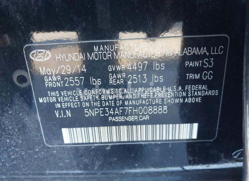 Photo 9 of 2015 Hyundai Sonata LIMITED (VIN 5NPE34AF7FH008888)