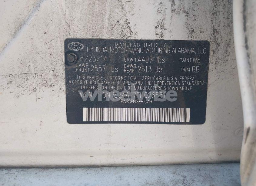 Photo 9 of 2015 Hyundai Sonata LIMITED (VIN 5NPE34AF7FH026551)