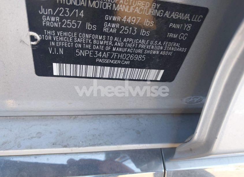 Photo 9 of 2015 Hyundai Sonata LIMITED (VIN 5NPE34AF7FH026985)