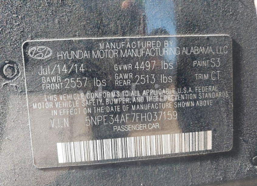 Photo 9 of 2015 Hyundai Sonata LIMITED (VIN 5NPE34AF7FH037159)