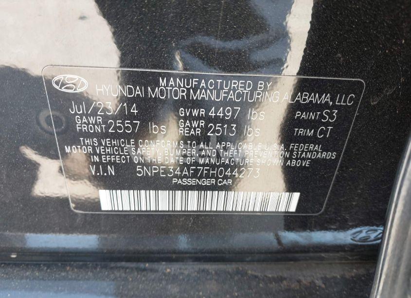 Photo 9 of 2015 Hyundai Sonata SPORT (VIN 5NPE34AF7FH044273)