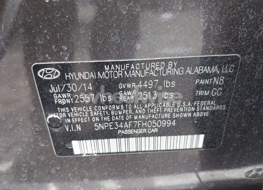 Photo 9 of 2015 Hyundai Sonata SPORT (VIN 5NPE34AF7FH050994)
