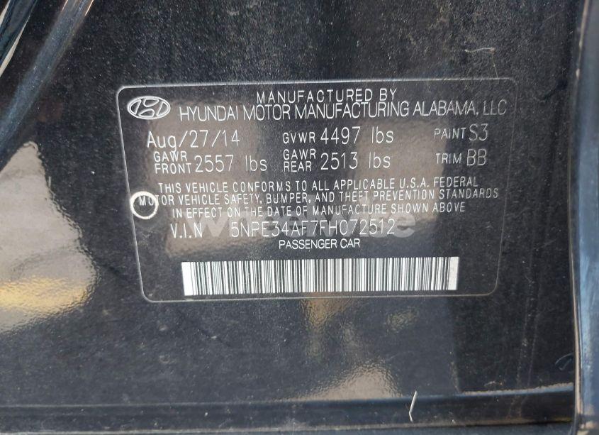 Photo 9 of 2015 Hyundai Sonata SPORT (VIN 5NPE34AF7FH072512)