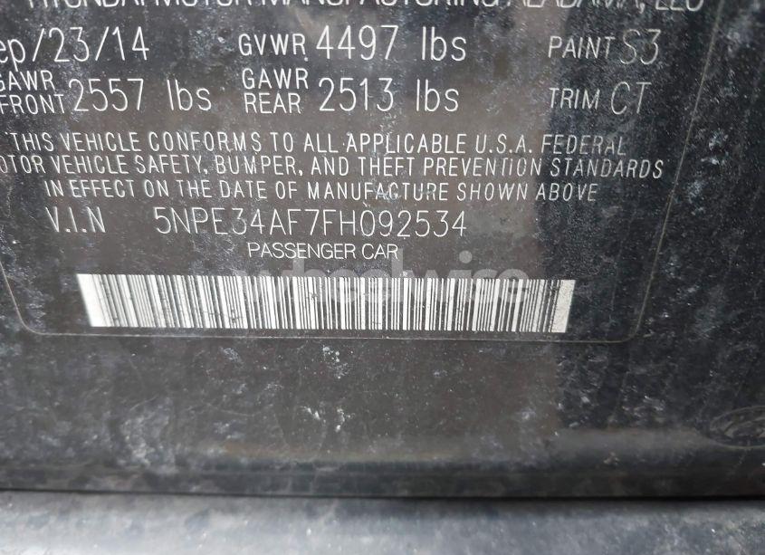 Photo 9 of 2015 Hyundai Sonata SPORT (VIN 5NPE34AF7FH092534)